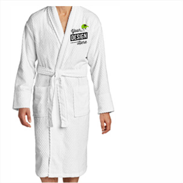 Checkered Terry Shawl Collar Robe Thumbnail