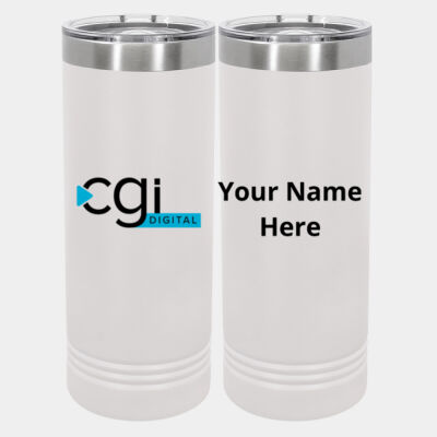 CGI Printed  - 20 oz Stainless White Skinny Tumbler with Stainless Straw and Lid Thumbnail