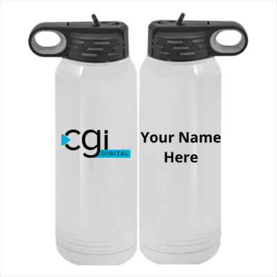 CGI Printed  - Custom 30 oz. White Stainless Steel Vacuum Insulated Water Bottle Thumbnail