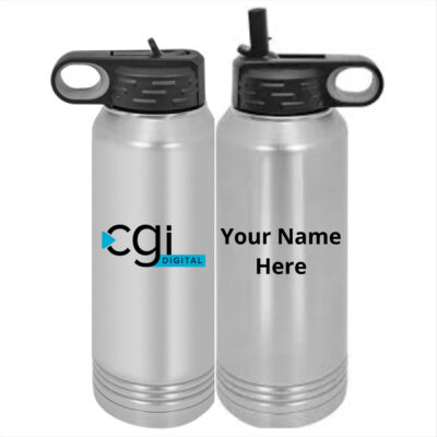 CGI Printed  -  Custom 30 oz. Silver Stainless Steel Vacuum Insulated Water Bottle Thumbnail