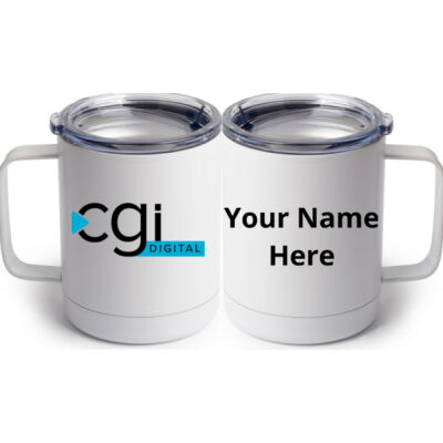 CGI Printed  - 10 oz White Stainless Steel Coffee Mug Thumbnail