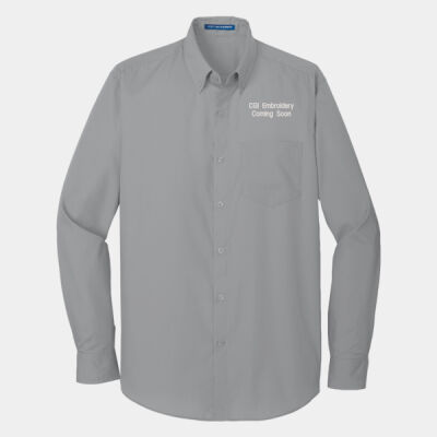 CGI Embroidered Crest - Long Sleeve Carefree Poplin Shirt Thumbnail