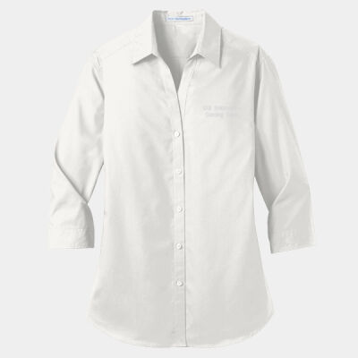 CGI Embroidered Crest - Ladies 3/4 Sleeve Carefree Poplin Shirt Thumbnail